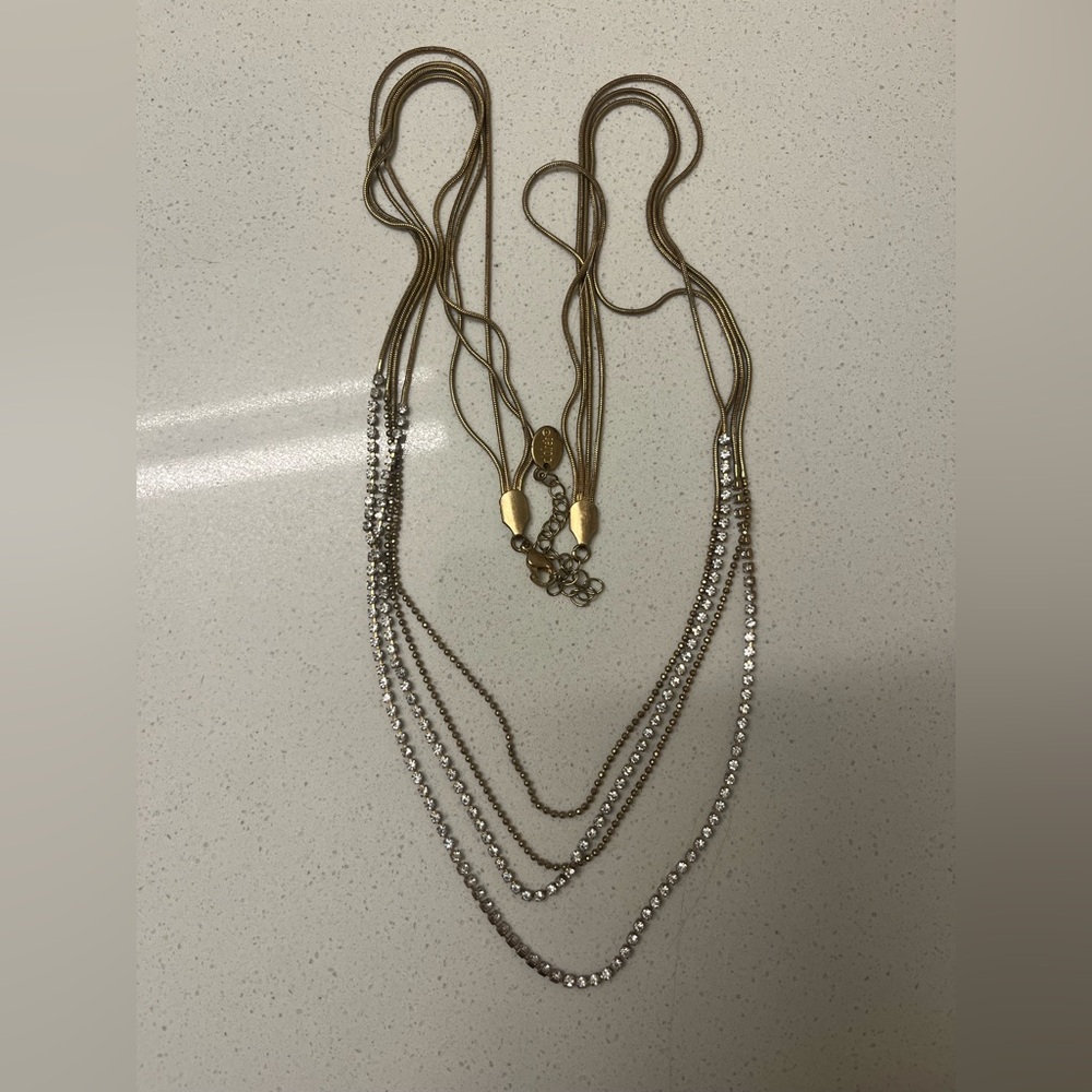 Talbots Layered Gold-Tone Multi Strand Necklace Set - Picture 2 of 4